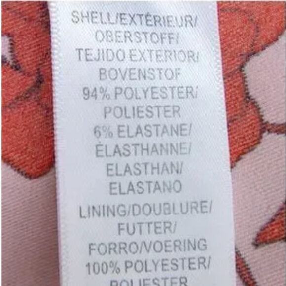 Adrianna Papell warm pink red floral print high low flutter sleeve dress size 14 - Picture 16 of 16